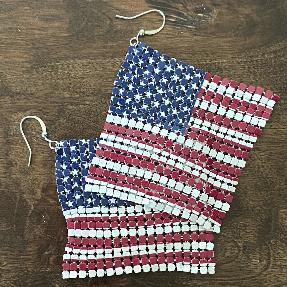 American Flag Dangle Earrings